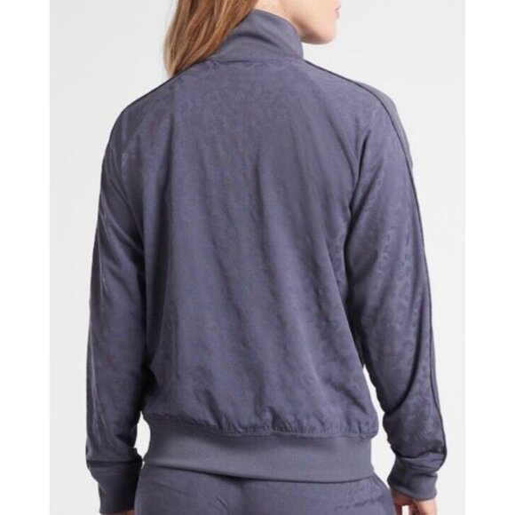 Athleta Brooklyn Bomber Jacket, Leopard Medieval Violet SIZE 2X - Picture 2 of 13